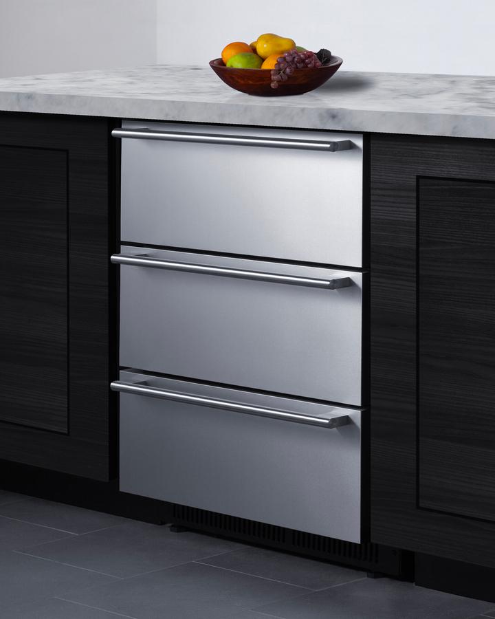 24" Wide Built-in 3-drawer All-refrigerator