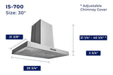 Hauslane  30 in. Convertible Island Range Hood with Dual Controls, LED, Baffle Filter in Stainless Steel