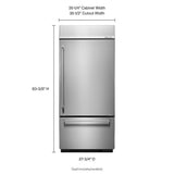 20.9 Cu. Ft. 36" Width Built-In Stainless Bottom Mount Refrigerator with Platinum Interior Design