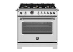 36 inch Dual Fuel Range, 6 Brass Burner and Cast Iron Griddle, Electric Self-Clean Oven Stainless Steel