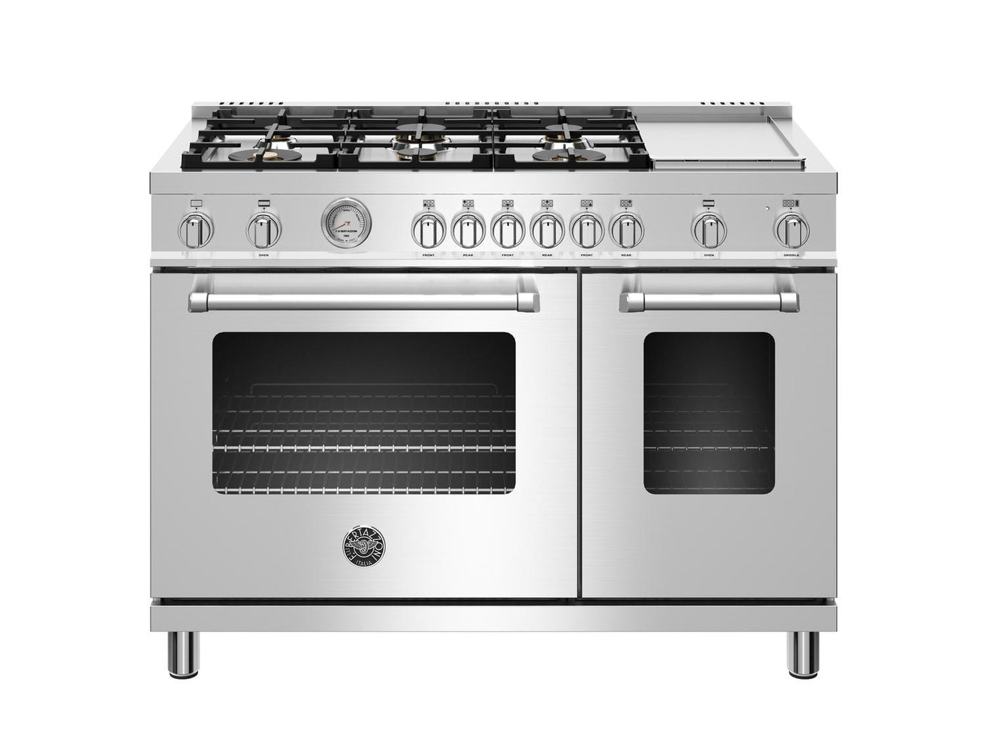 48 inch All Gas Range, 6 Brass Burner and Griddle Stainless Steel