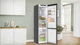 800 Series Free-standing fridge-freezer with freezer at bottom, glass door 24" Black, Total No Frost