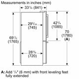 500 Series French Door Bottom Mount Refrigerator 36" Stainless steel (with anti-fingerprint)