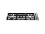 36 Drop-in Gas Cooktop 5 brass burners Stainless Steel