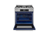 Robam G517K 30 Chef s Favorite Convection Freestanding Gas Range, 5 Sealed Brass Burners w/Cast Iron rates (Wok Grate Included), 5 Cu. Ft. Oven with Blue Interior, 6 Cooking Modes