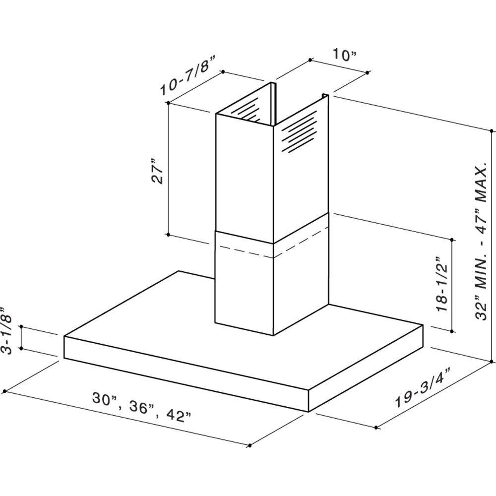 DISCONTINUED-Broan® 36-Inch Convertible Wall-Mount Chimney Range Hood w/ Heat Sentry™, 370 CFM, Stainless Steel