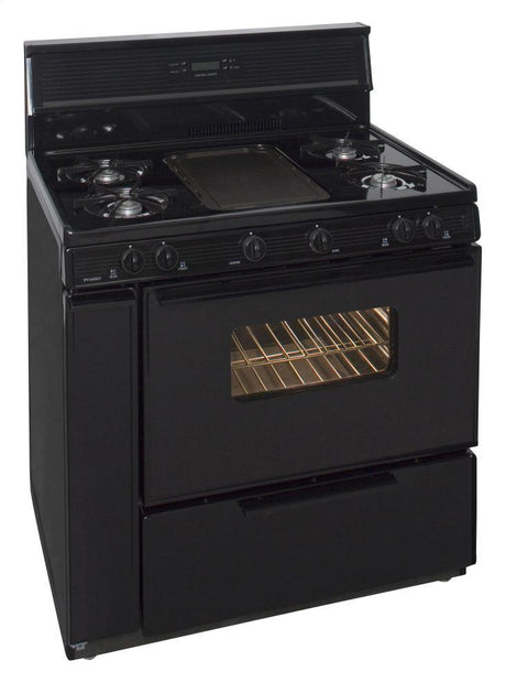 36 in. Freestanding Gas Range with 5th Burner and Griddle Package in Black