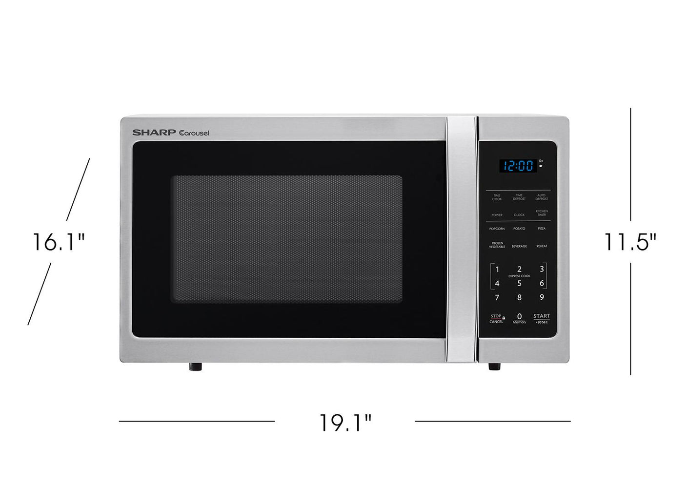 0.9 cu. ft. 900w Sharp Stainless Steel Carousel Countertop Microwave Oven