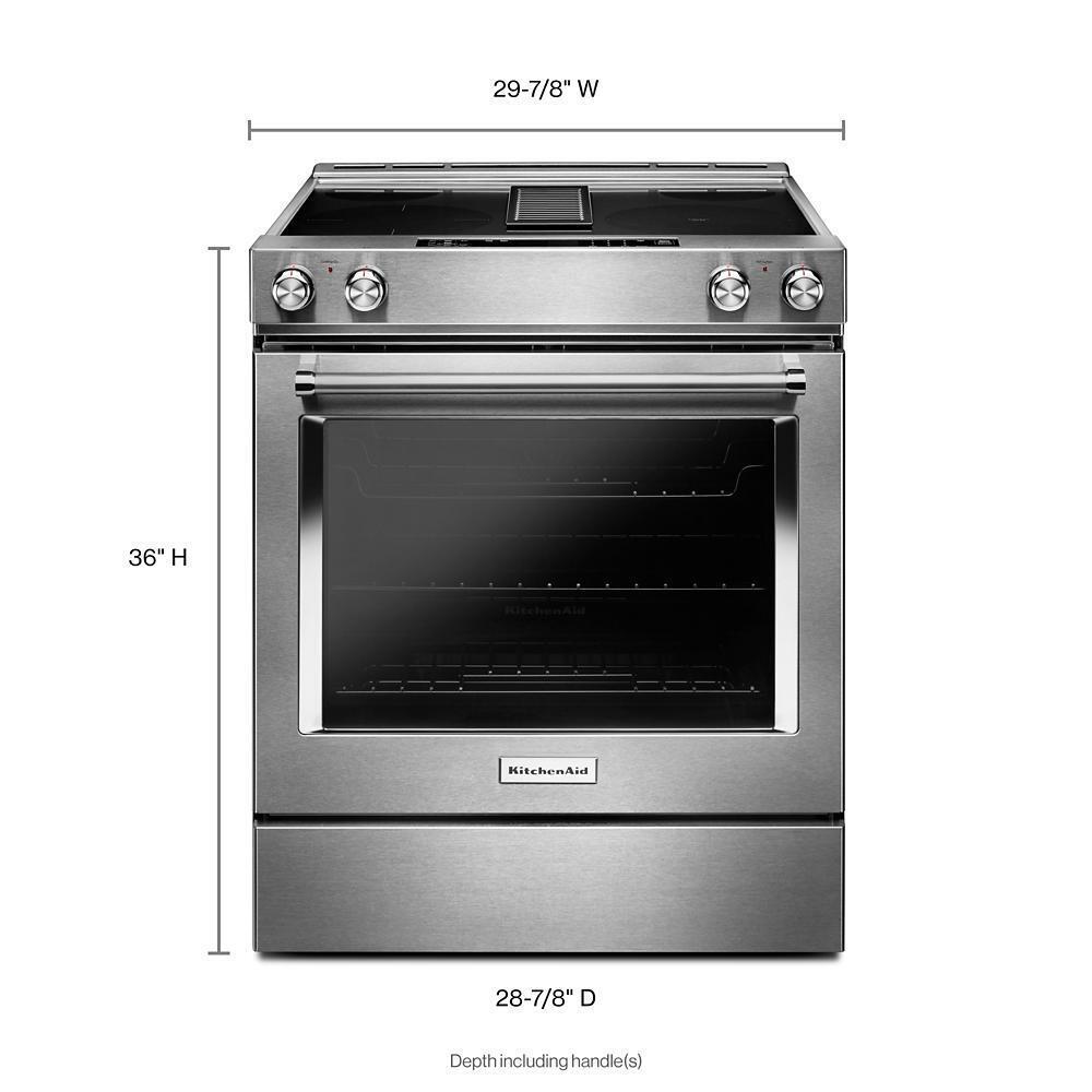 30-Inch 4-Element Electric Downdraft Slide-In Range