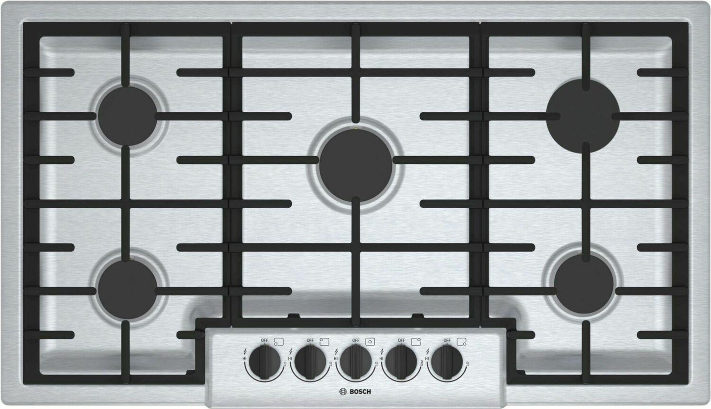 500 Series, 36" Gas Cooktop, 5 Burners, Stainless Steel