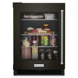 24" Undercounter Refrigerator with Glass Door and Shelves with Metallic Accentsand with PrintShield™ Finish