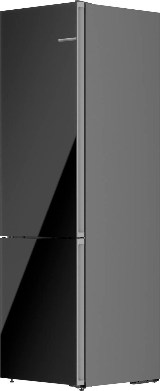 800 Series Free-standing fridge-freezer with freezer at bottom, glass door 24" Black, Total No Frost