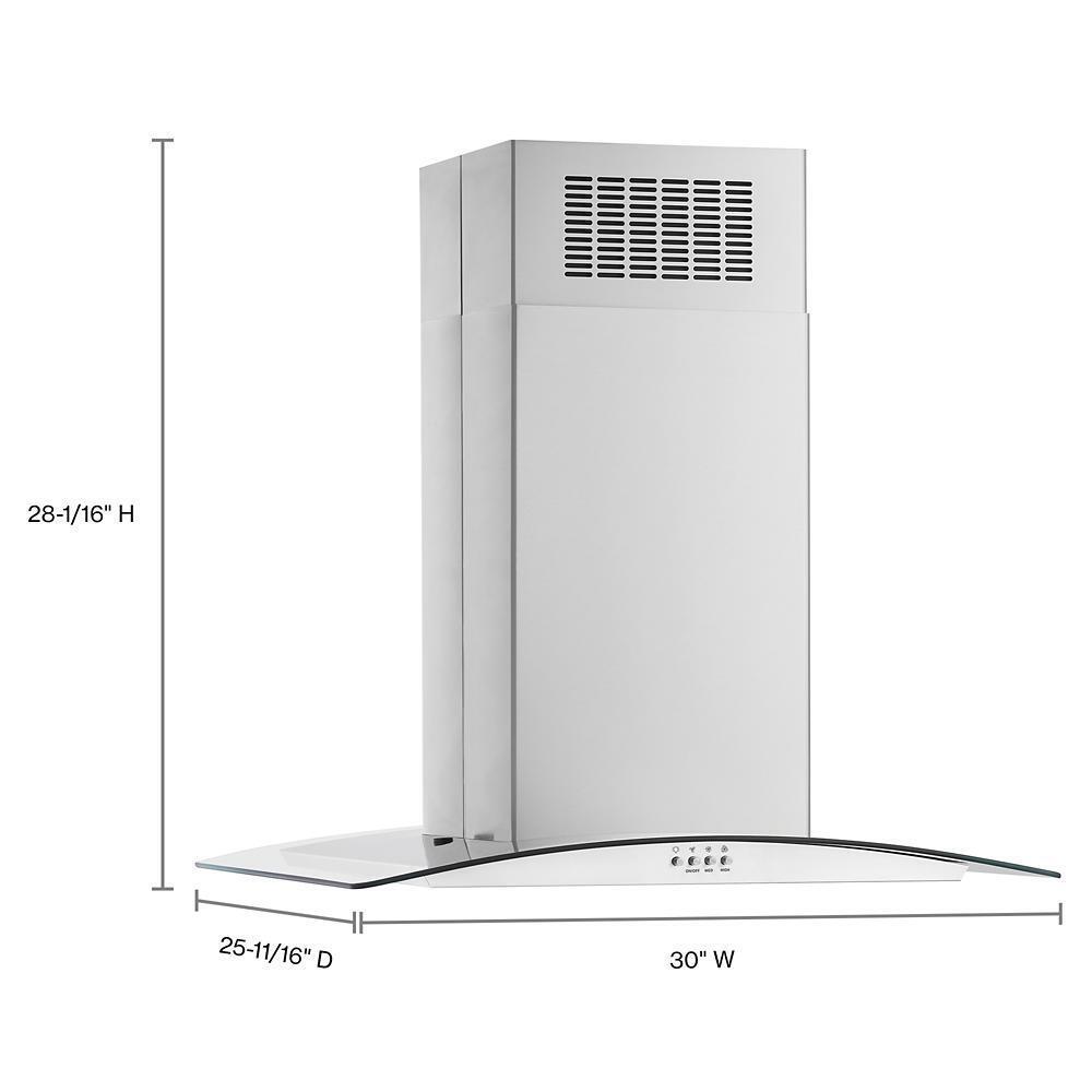 30" Curved Glass Island Mount Range Hood