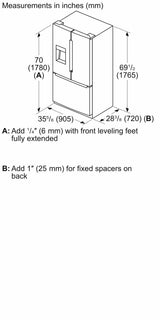 100 Series French Door Bottom Mount Refrigerator 36" Stainless steel (with anti-fingerprint)