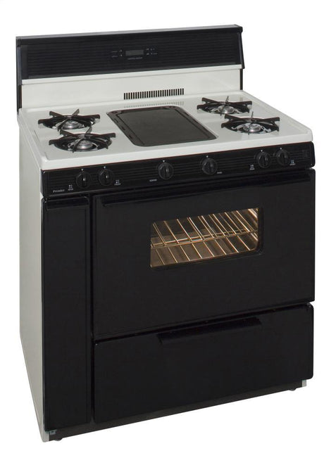 36 in. Freestanding Gas Range with 5th Burner and Griddle Package in Biscuit