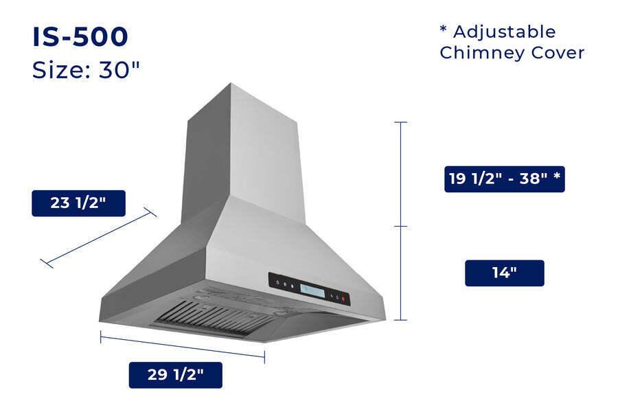 Hauslane  Chef 30-in Ducted Stainless Steel Island Range Hood