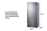 28" Wide Bottom Freezer Refrigerator