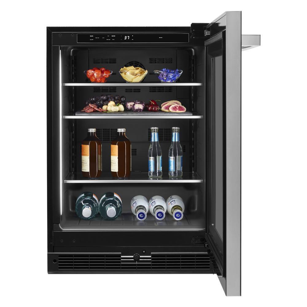 24" NOIR™ Under Counter Glass Door Refrigerator, Right Swing