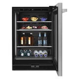 24" NOIR™ Under Counter Glass Door Refrigerator, Right Swing