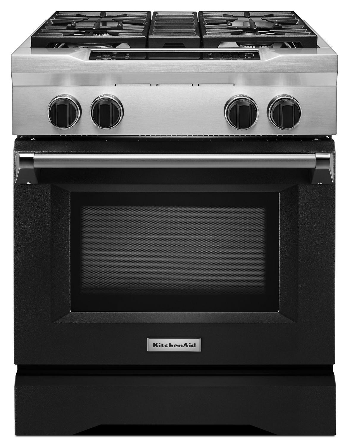 30'' 4-Burner Dual Fuel Freestanding Range, Commercial-Style Imperial Black