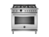 36 inch Dual Fuel Range, 6 Brass Burner, Electric Self-Clean Oven Stainless Steel