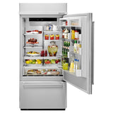 20.9 Cu. Ft. 36" Width Built-In Stainless Bottom Mount Refrigerator with Platinum Interior Design