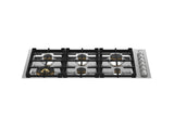 36 Drop-in Gas Cooktop 6 brass burners Stainless Steel