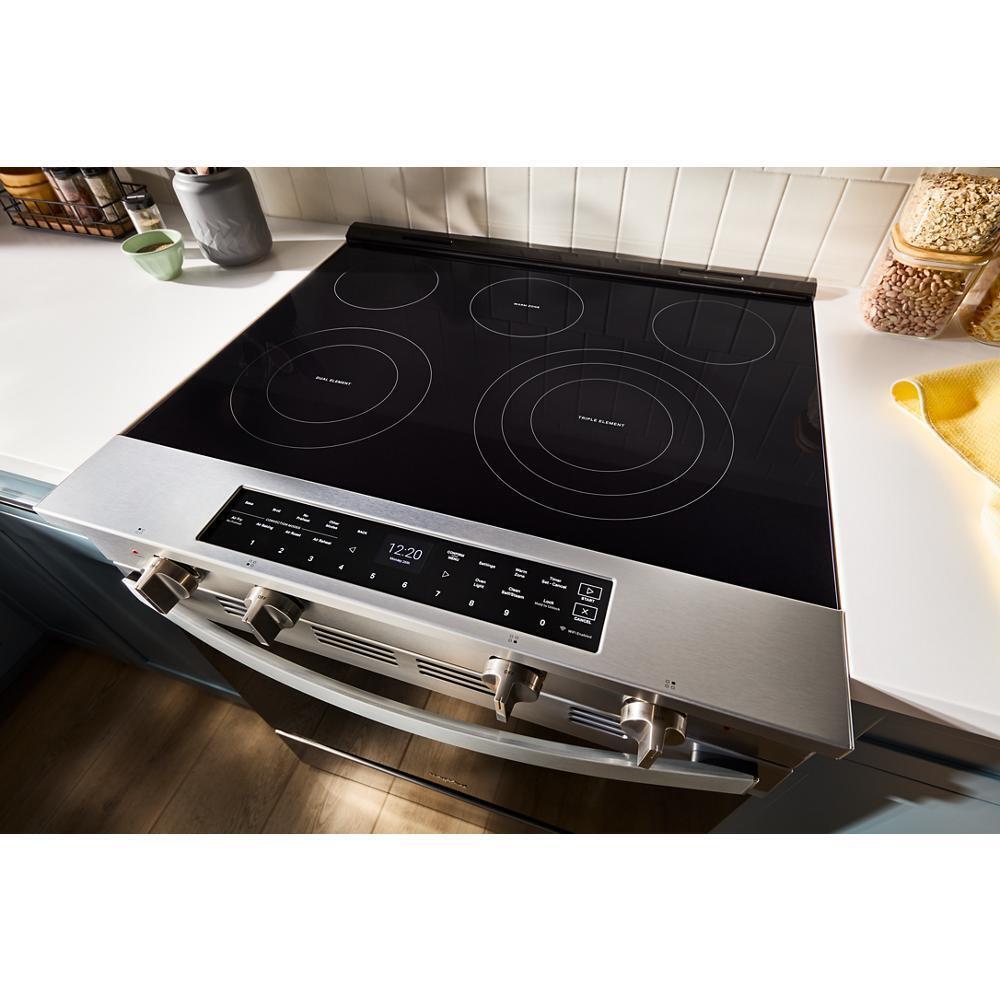 30-inch Smart Slide in Electric Range with Air Cooking Technology, No Preheat Air Fry, WipeClean™ Coating, Steam/Self Clean and High Speed Preheat