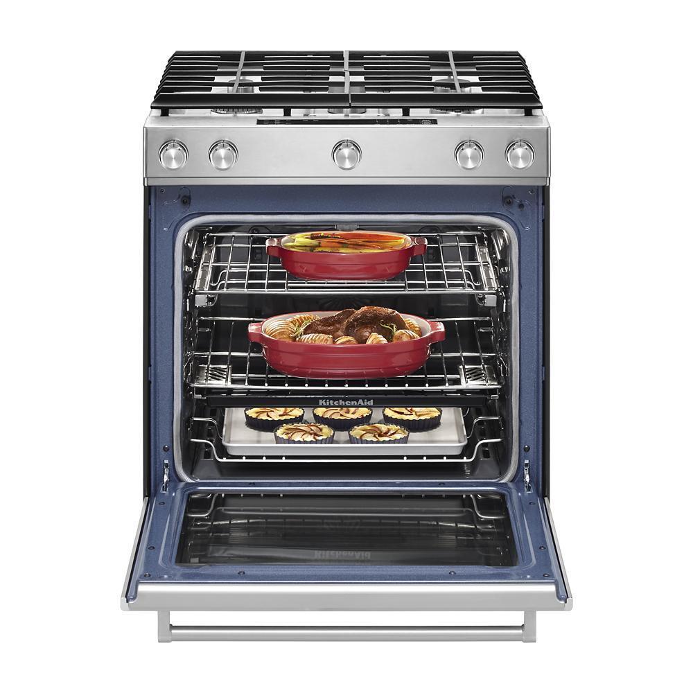 30-Inch 5 Burner Gas Convection Slide-In Range with Baking Drawer