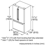 800 Series French Door Bottom Mount Refrigerator 36" Stainless steel (with anti-fingerprint)