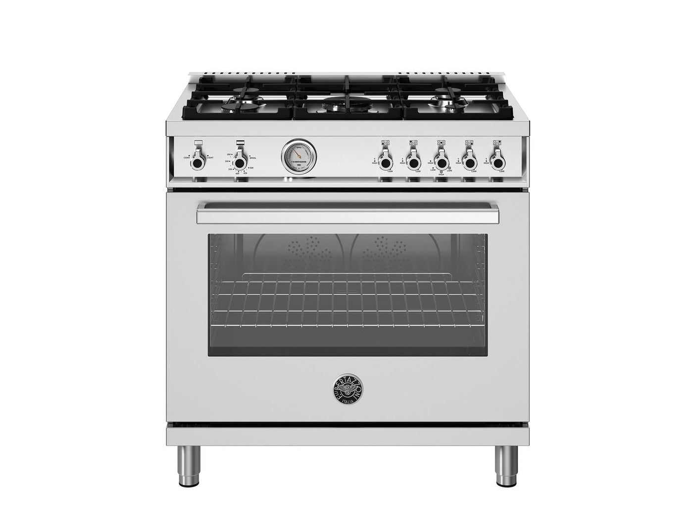 36 inch All Gas Range, 5 Burners Stainless Steel