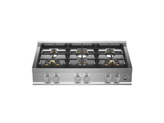 36 Gas Rangetop 6 brass burners Stainless Steel