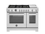 48 inch Dual Fuel Range, 6 Brass Burners and Griddle, Electric Self-Clean Oven Stainless Steel