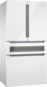 800 Series French Door Bottom Mount Refrigerator, Glass door 36" White