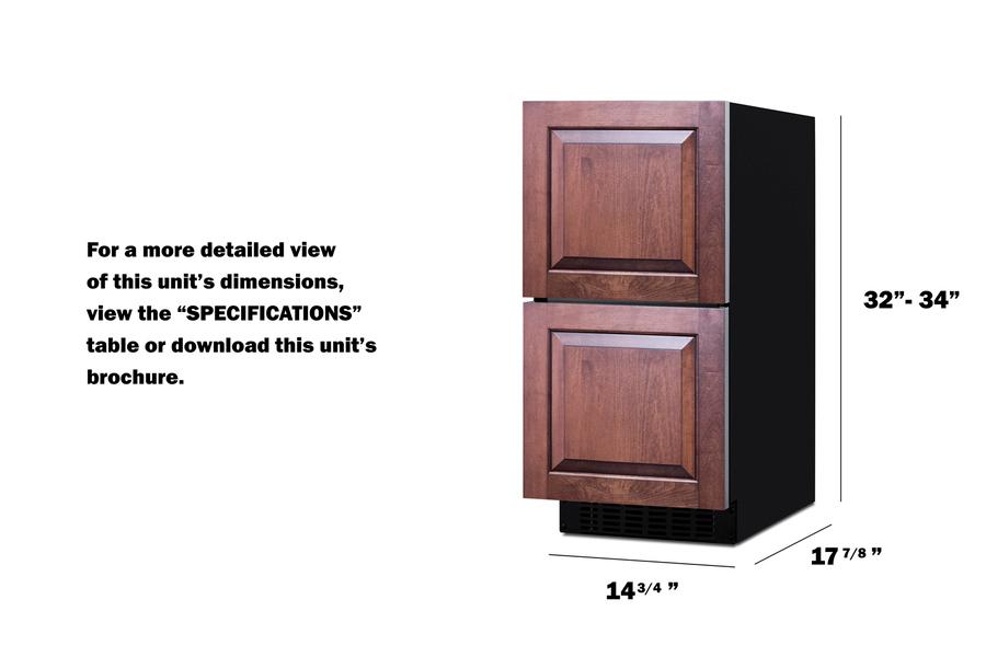 15" Wide 2-drawer All-refrigerator, ADA Compliant (panels Not Included)