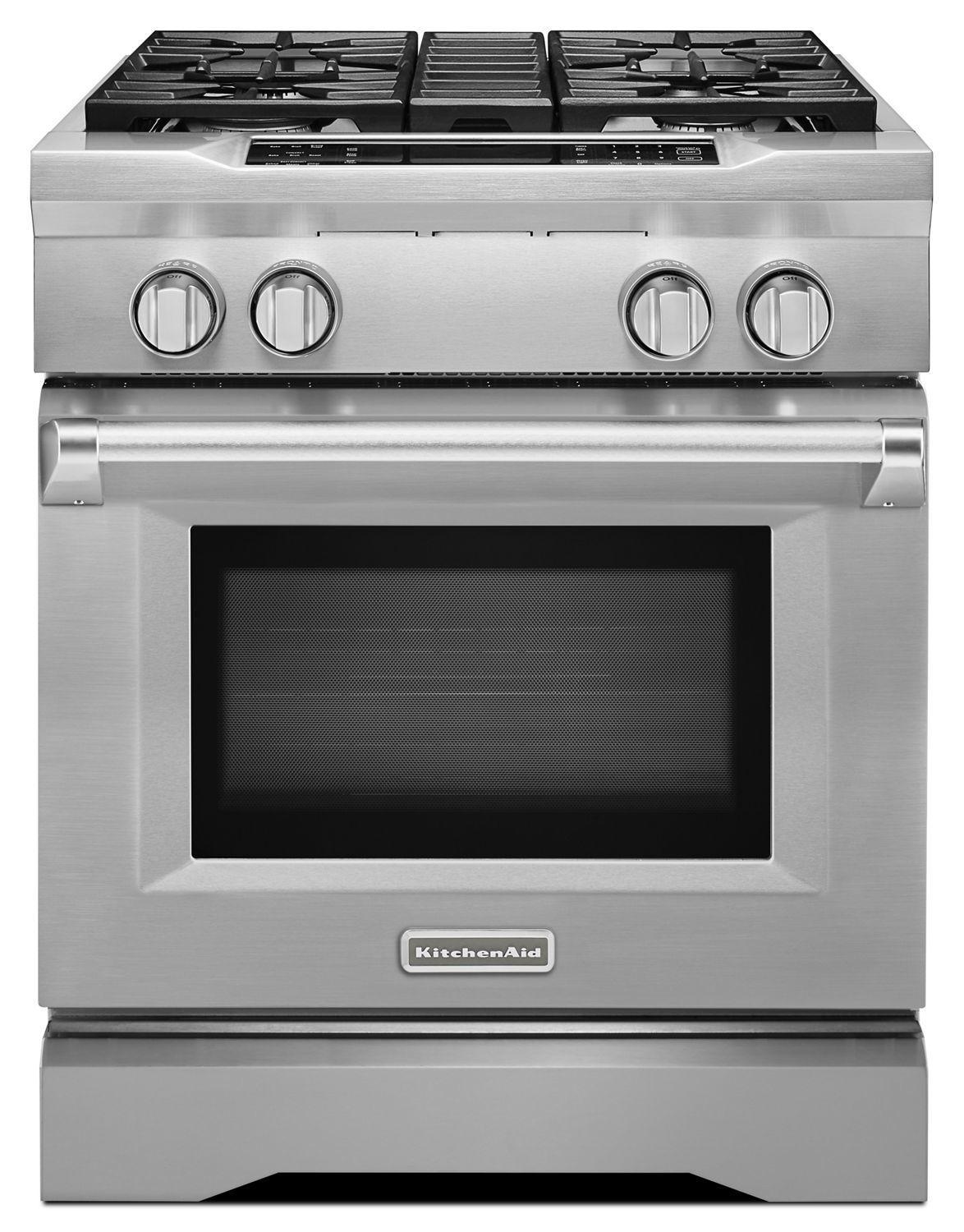 30'' 4-Burner Dual Fuel Freestanding Range, Commercial-Style Stainless Steel