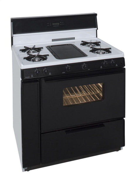 36 in. Freestanding Gas Range with 5th Burner and Griddle Package in White