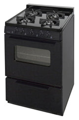 24 in. Freestanding Battery-Generated Spark Ignition Gas Range in Black