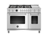 48 inch Dual Fuel Range, 6 brass burners and Griddle, Electric Self-Clean Oven Stainless Steel