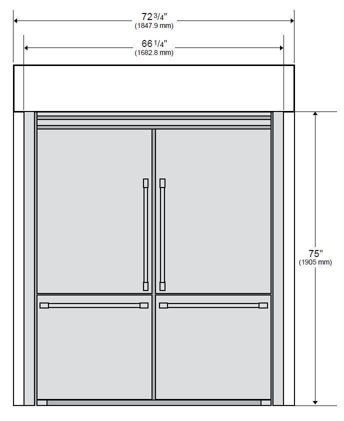 75" Built-In Trim Kit for Dual 30" Free Standing Refrigerator Installation