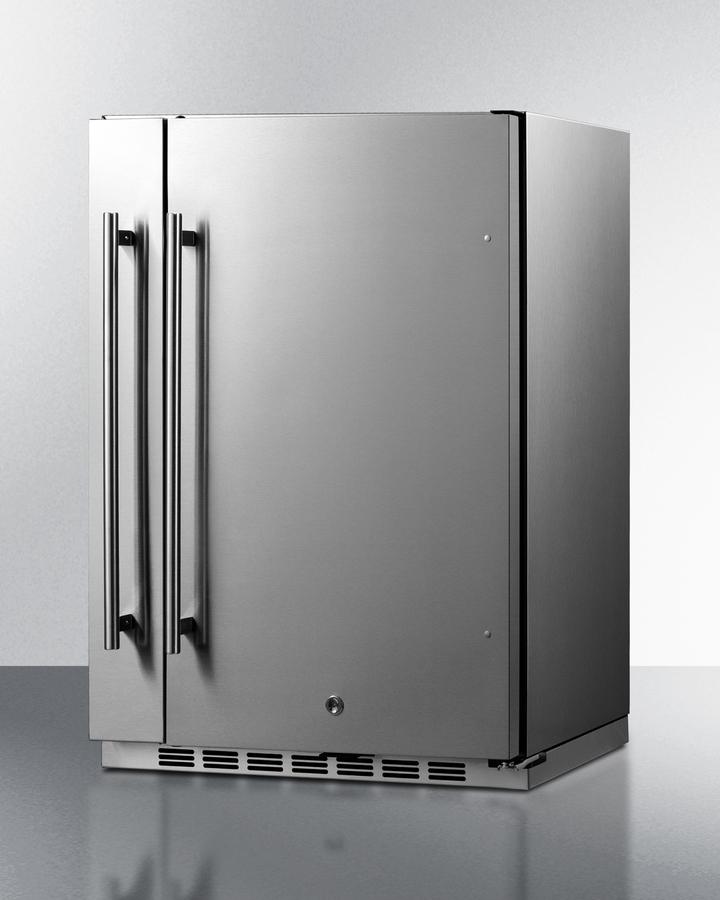 Shallow Depth 24" Wide Outdoor Built-in All-refrigerator With Slide-out Storage Compartment