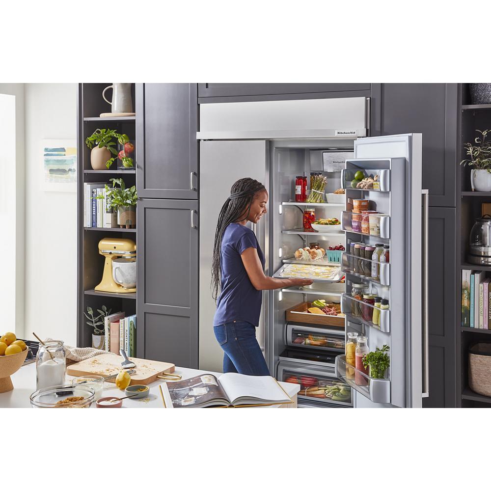 24" Undercounter Refrigerator with Glass Door and Shelves with Metallic Accents