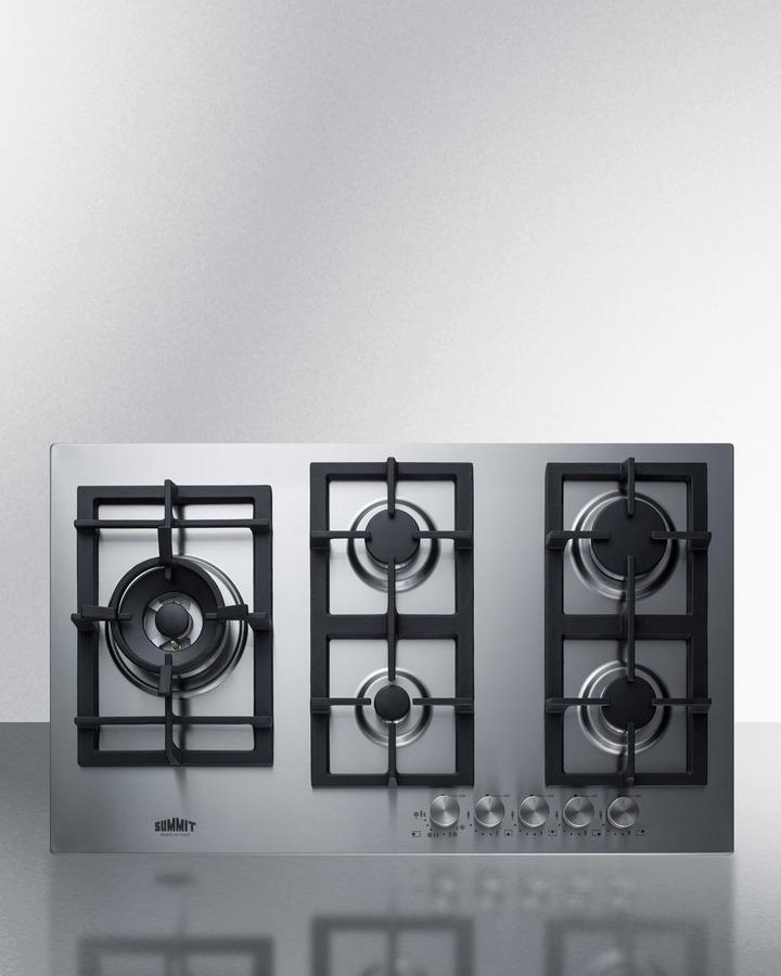 34" Wide 5-burner Propane Gas Cooktop In Stainless Steel