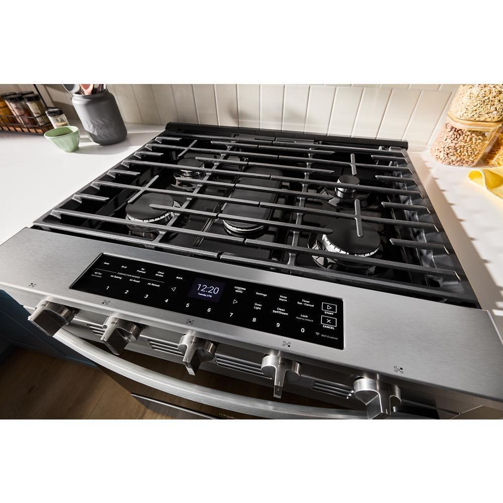 30-inch Smart Slide In Gas Range with Air Cooking Technology, No Preheat Air Fry, Steam/Self Clean and High Speed Preheat