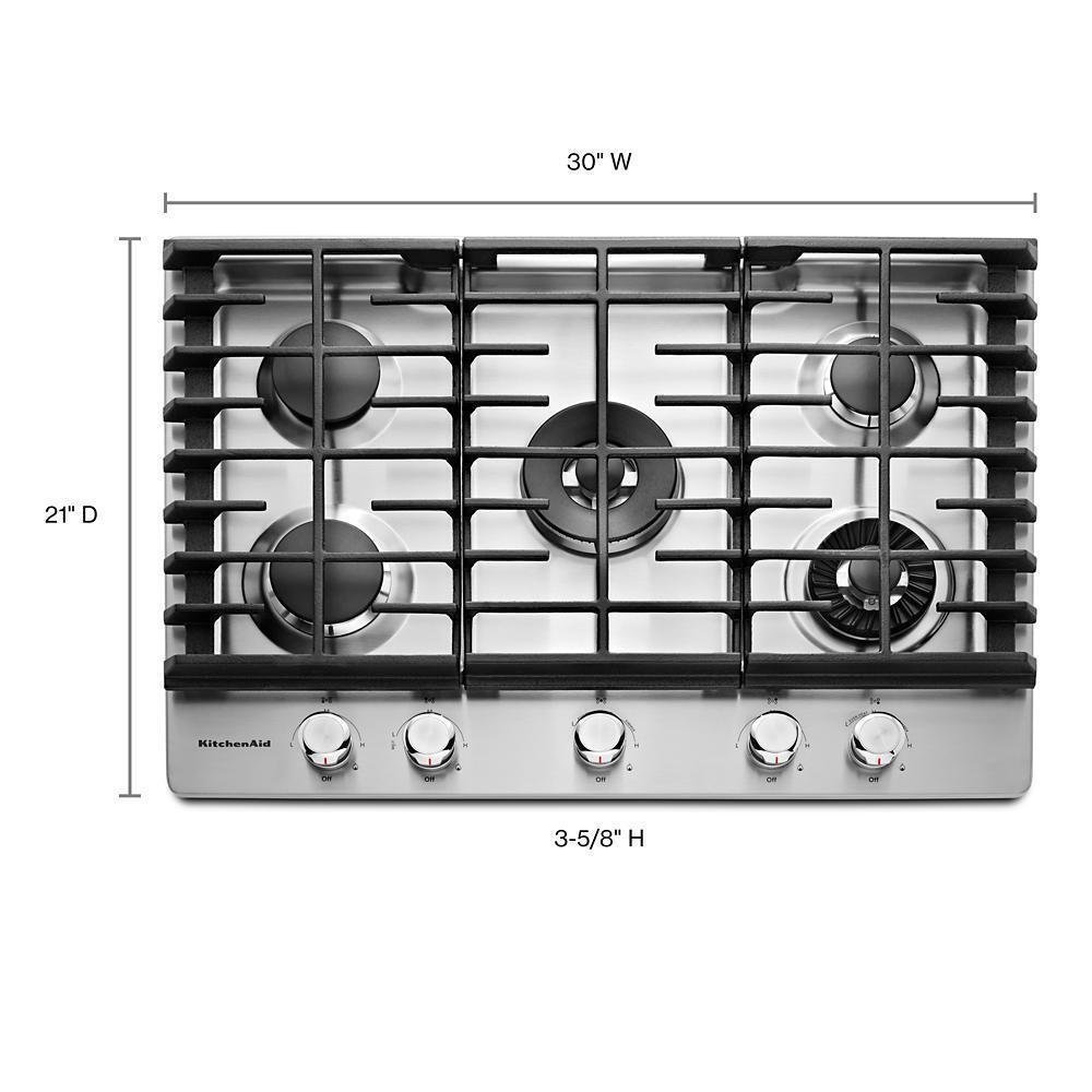 30" 5-Burner Gas Cooktop with Griddle