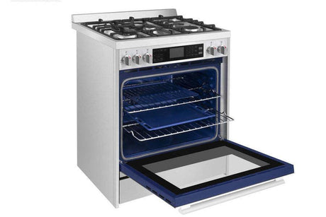 Robam G517K 30 Chef s Favorite Convection Freestanding Gas Range, 5 Sealed Brass Burners w/Cast Iron rates (Wok Grate Included), 5 Cu. Ft. Oven with Blue Interior, 6 Cooking Modes