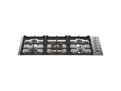 36 Drop-in Gas Cooktop 5 brass burners Stainless Steel