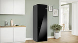 800 Series Free-standing fridge-freezer with freezer at bottom, glass door 24" Black, Total No Frost