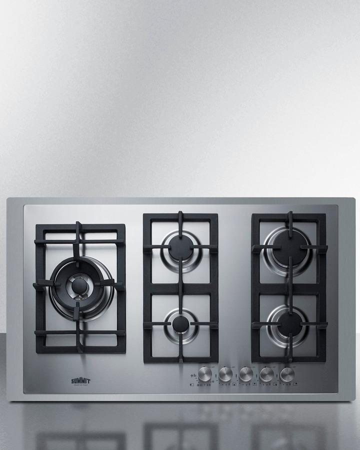 36" Wide 5-burner Propane Gas Cooktop In Stainless Steel