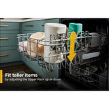 Quiet Dishwasher with Adjustable Upper Rack